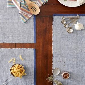 DII French Blue EcoFriendly Chambray Fine Ribbed Placemat 6 Piece
